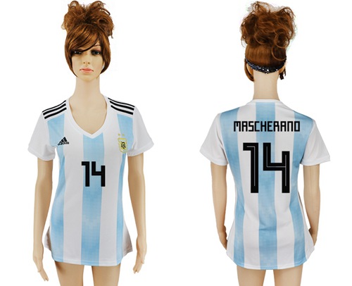 Women's Argentina #14 Mascherano Home Soccer Country Jersey - Click Image to Close